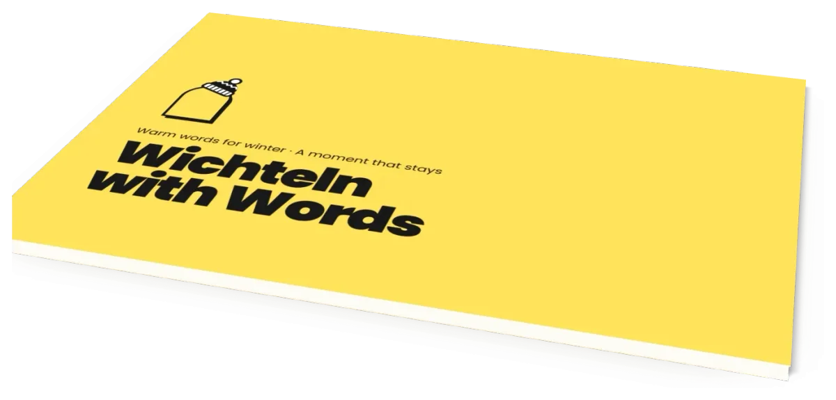 The printed Wichteln with Words book, seen from above